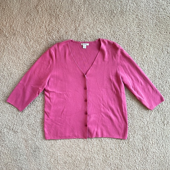 Hampshire Studio Solid Pink Cardigan Size X-Large, Button-Down V-cut Pastel - Picture 1 of 9